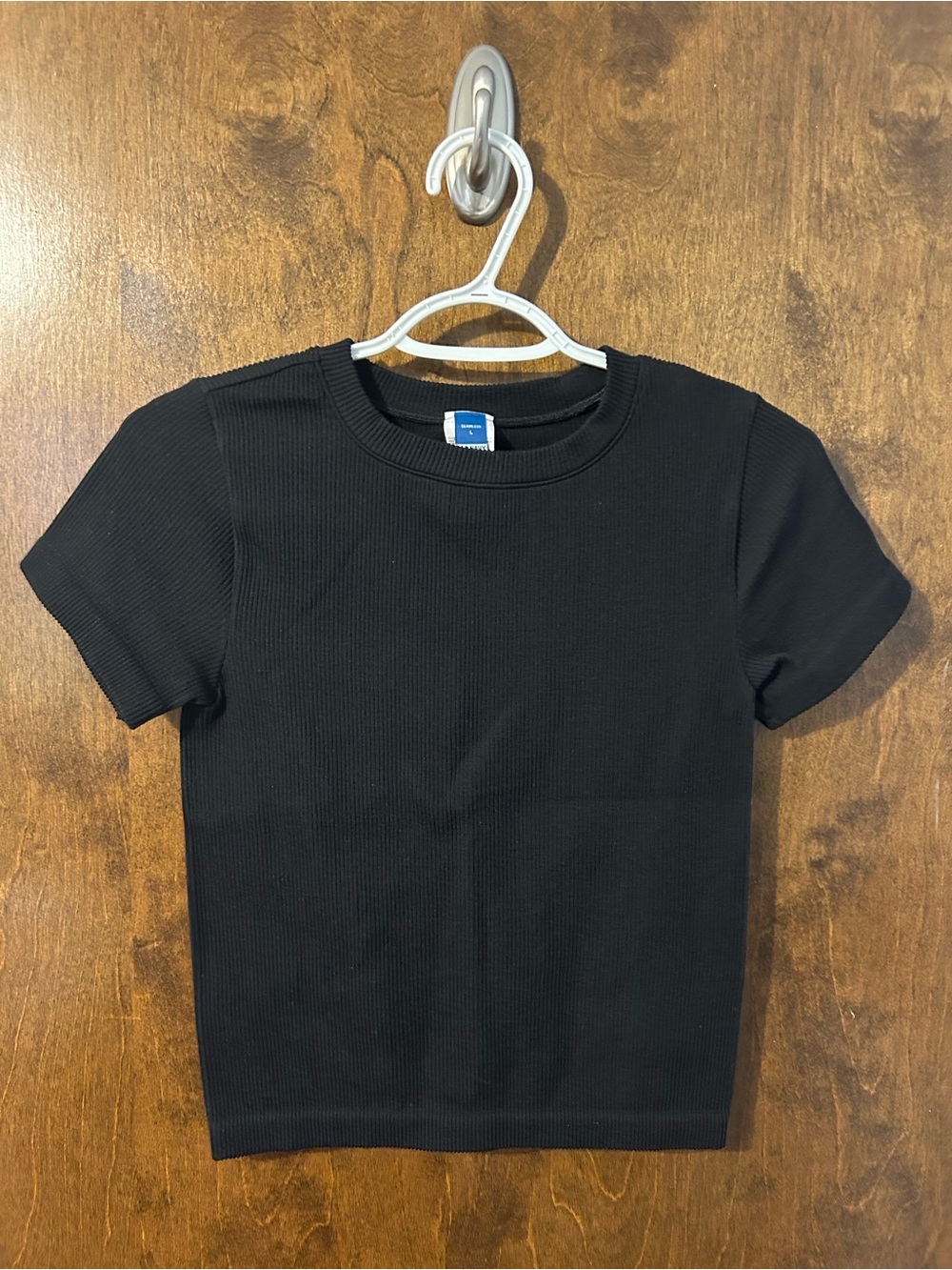Old Navy Seamless Black Ribbed Short Sleeve Tee